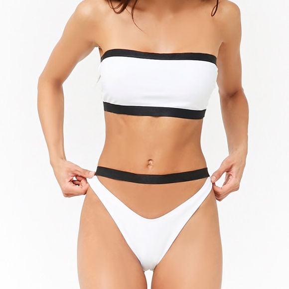 white bandeau swim top